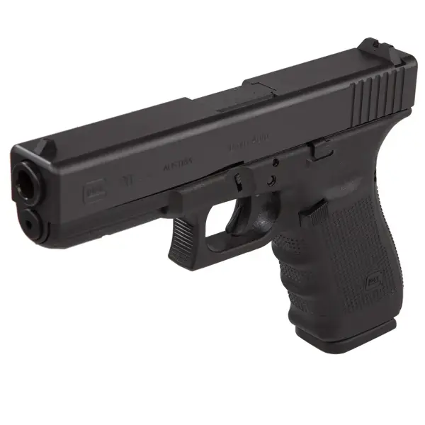 Glock 20 pistol, right-front angled view highlighting full-size 10 mm frame and rail