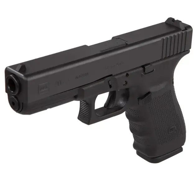 Glock 20 pistol, right-front angled view highlighting full-size 10 mm frame and rail