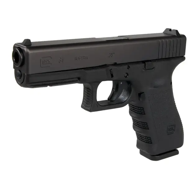 Glock 31 pistol, right-front angled view highlighting full-size frame and accessory rail