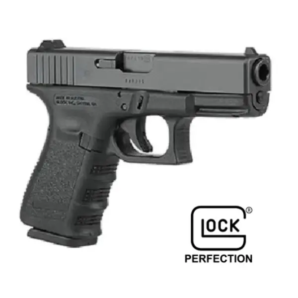 Left-side profile Glock 32 showing .357 SIG roll-mark and forward serrations