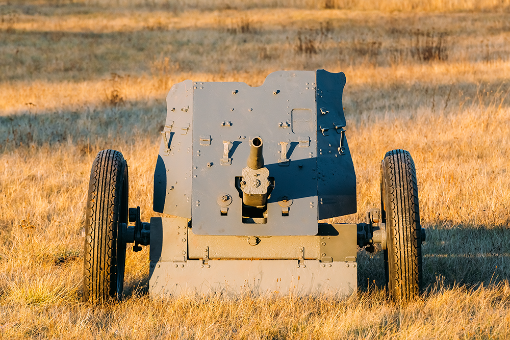 Field/anti-tank gun positioned in a field; representative photo for an air defense system article.